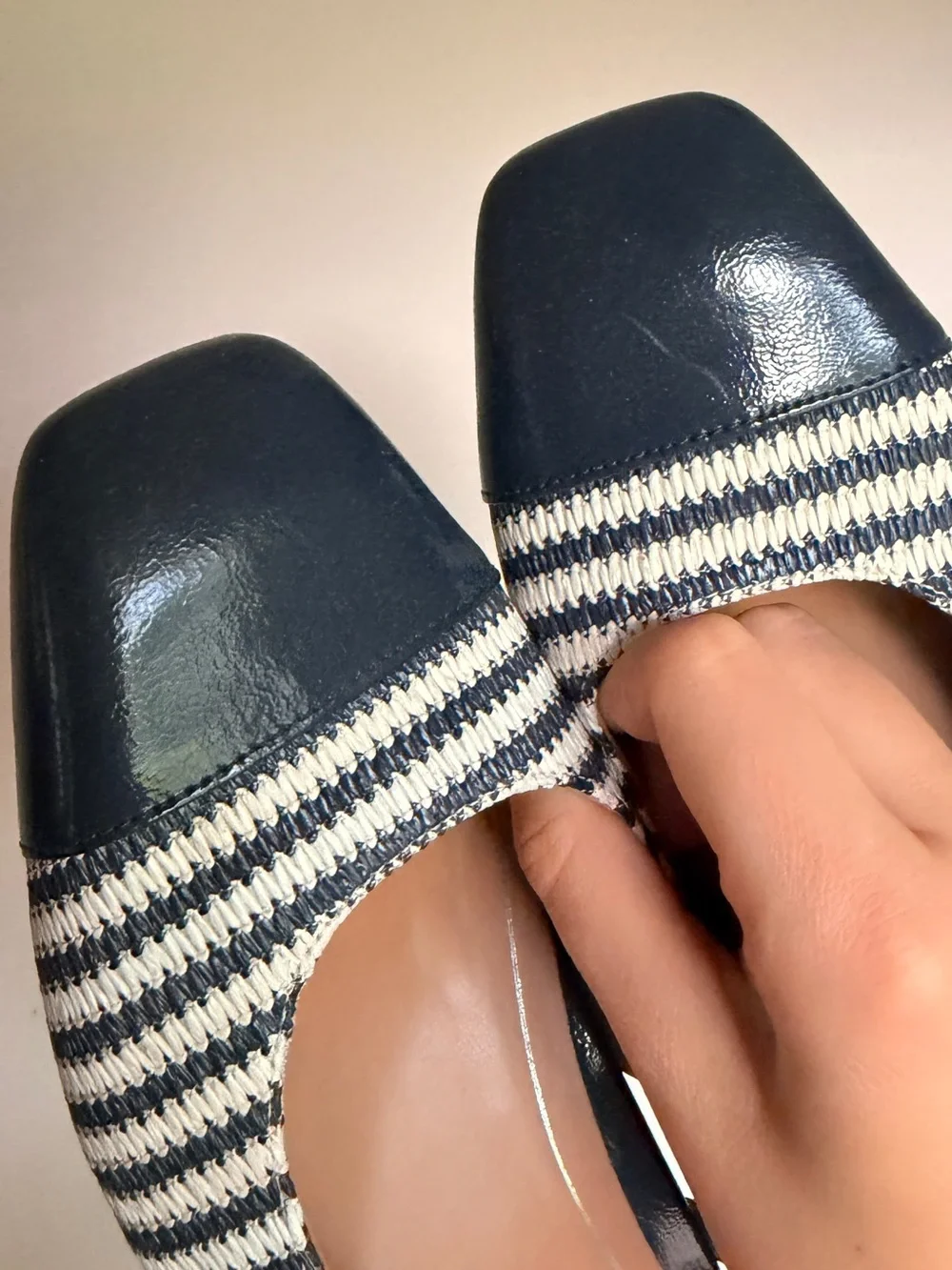 Vionic Women's Petaluma Navy and White Striped Slingback Flats Size 9.5
